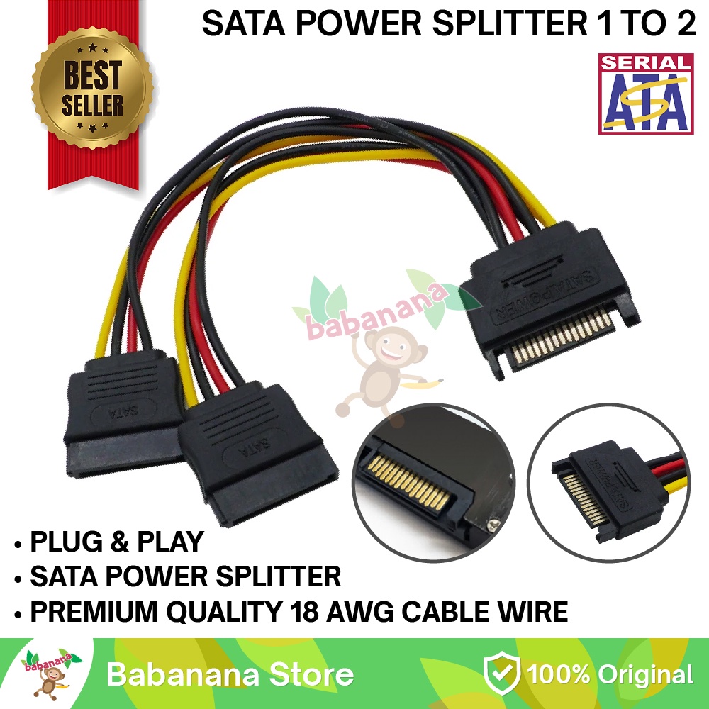 Jual Kabel Sata Splitter Power 1 To 2 Cable 15 Pin Cabang Ssd Hdd Shopee Indonesia 0582