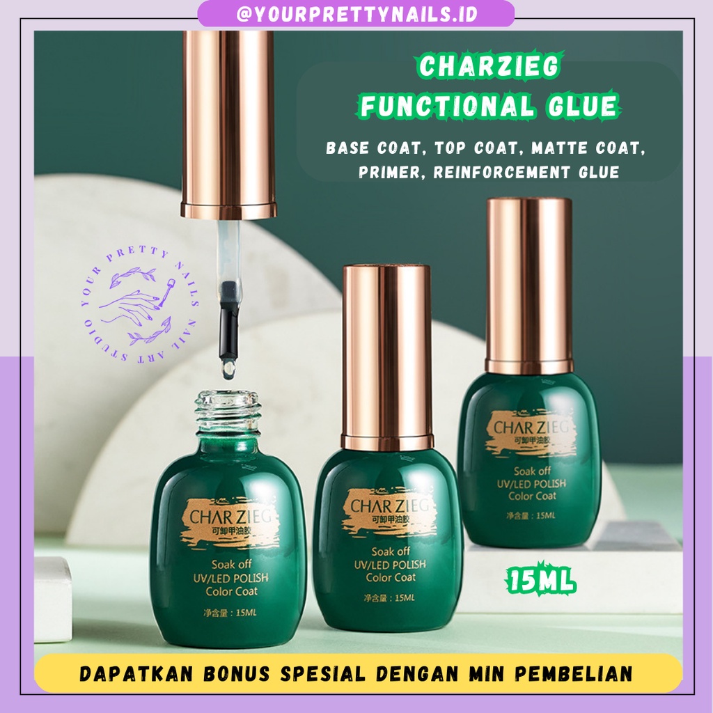 Jual CHARZIEG COAT BASE COAT TOP COAT MATTE COAT SOAK OFF 15 ML NAIL