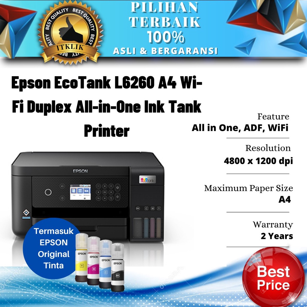Jual Epson Printer L6260 A4 Wi Fi Duplex Print Scan Copy Ink Tank Printer Shopee Indonesia 0619