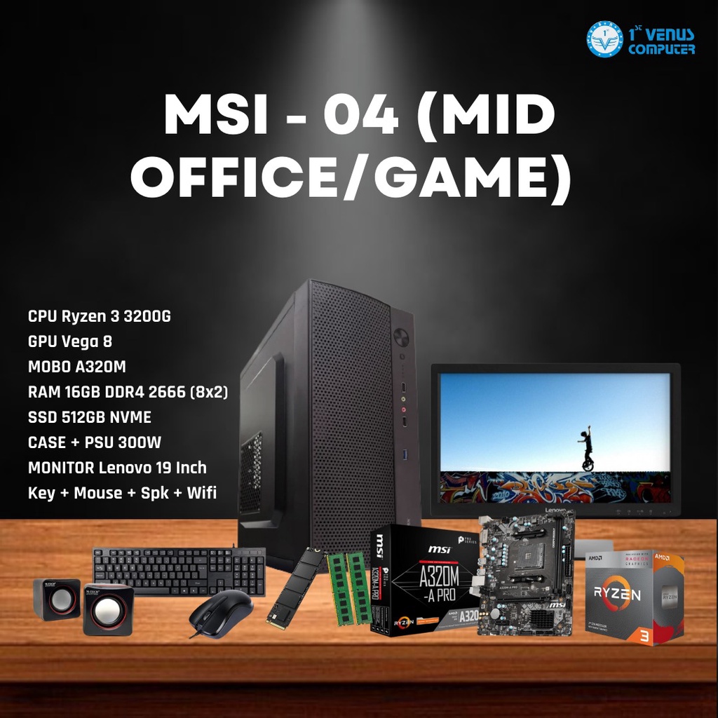 Jual PC RAKITAN KOMPUTER MURAH MSI 04 ( MID OFFICE / GAME ) Shopee