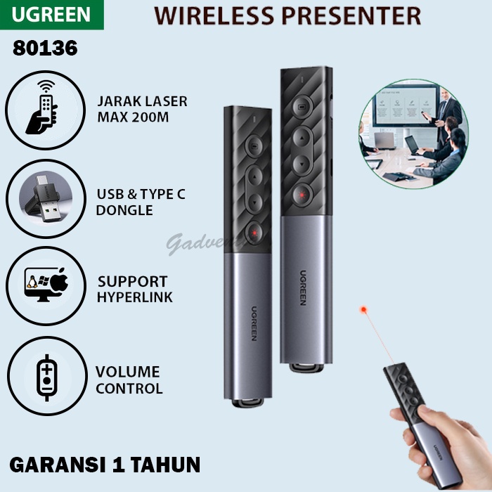 Jual Ugreen Wireless Pointer Red Light Laser Merah Remote Presentasi