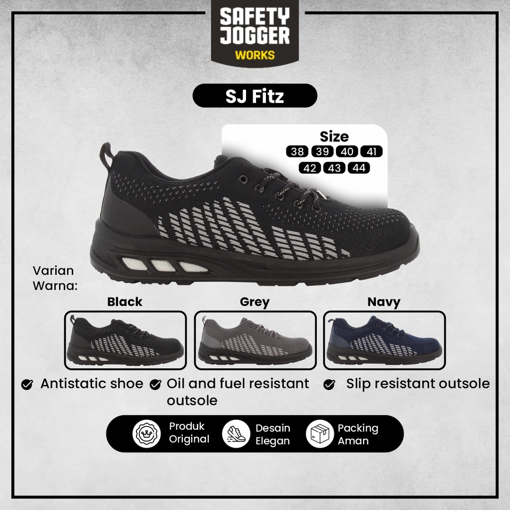 Jual Sepatu Keselamatan Pria Safety Shoes Jogger SJ Fitz Grey Model