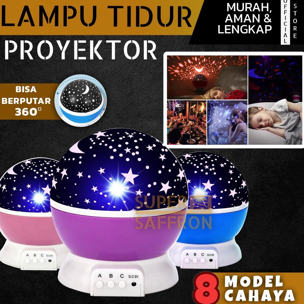 Jual Kekinian Lampu Tidur Aesthetic Star Proyektor Karakter Led Rotating Bintang Bulan Shopee