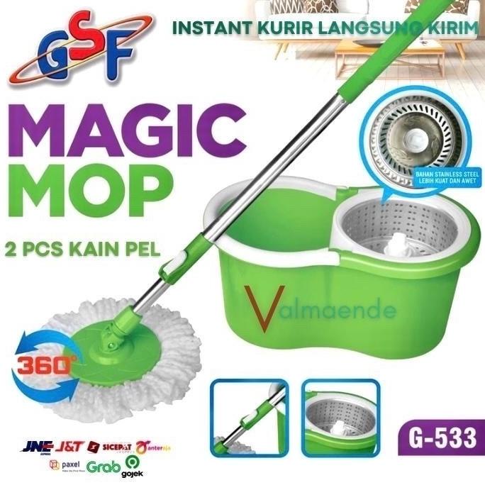 Jual Pel Lantai Alat Pel Putar Otomatis Stainless Magic Mop Gsf Q Biru Shopee Indonesia