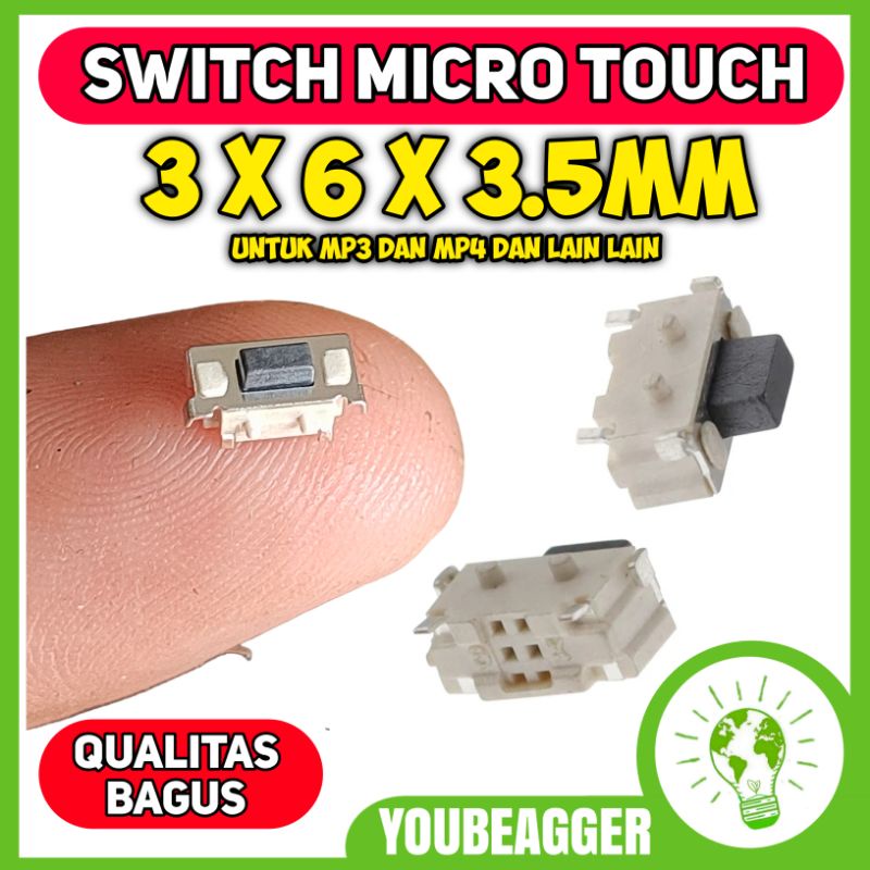 Jual Switch key button SMT 3*6*3.5mm 2 pin untuk mp3 mp4 dan lain lain