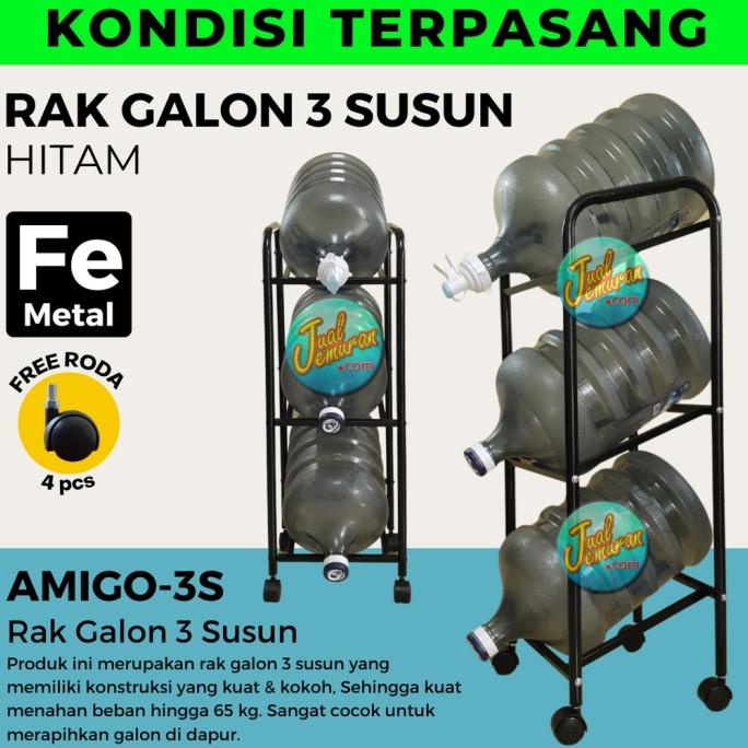 Jual RAK GALON TERPASANG RAK GALON AIR MINUM BESI 3 SUSUN / RAK GALON