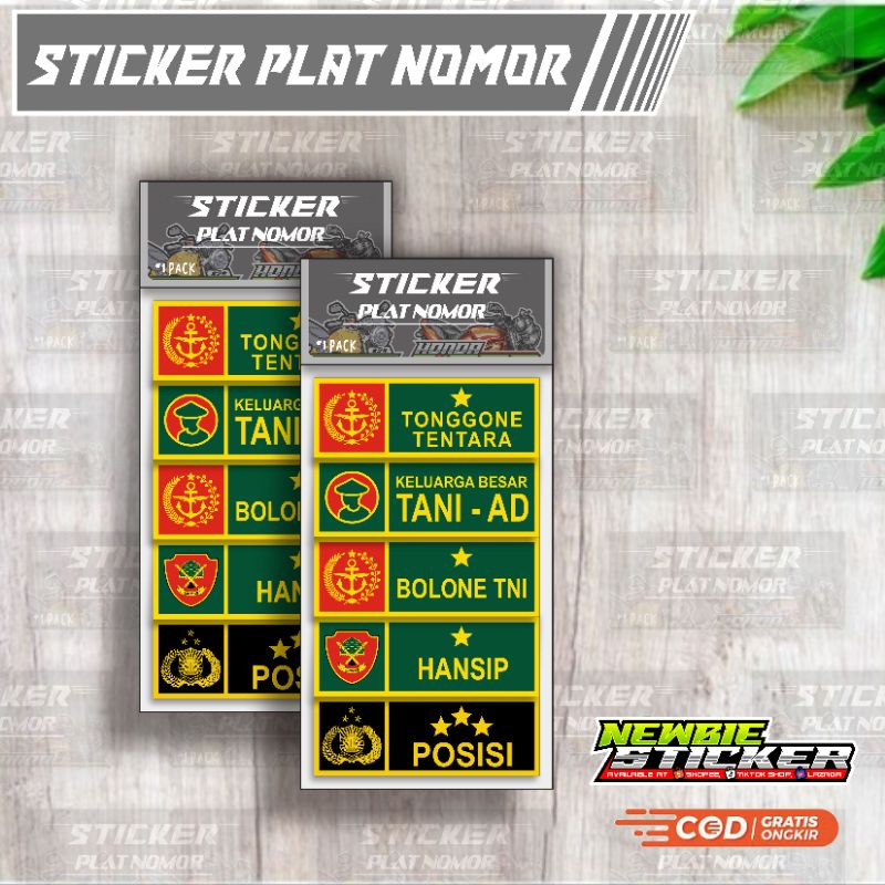 Jual Sticker Plat Nomor Motor Mobil Tonggone Tentara Tni Ad