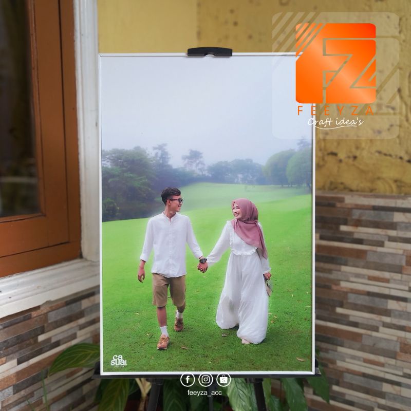 Jual 2pcs cetak foto + bingkai blok fiber laminasi KANVAS ukuran BESAR