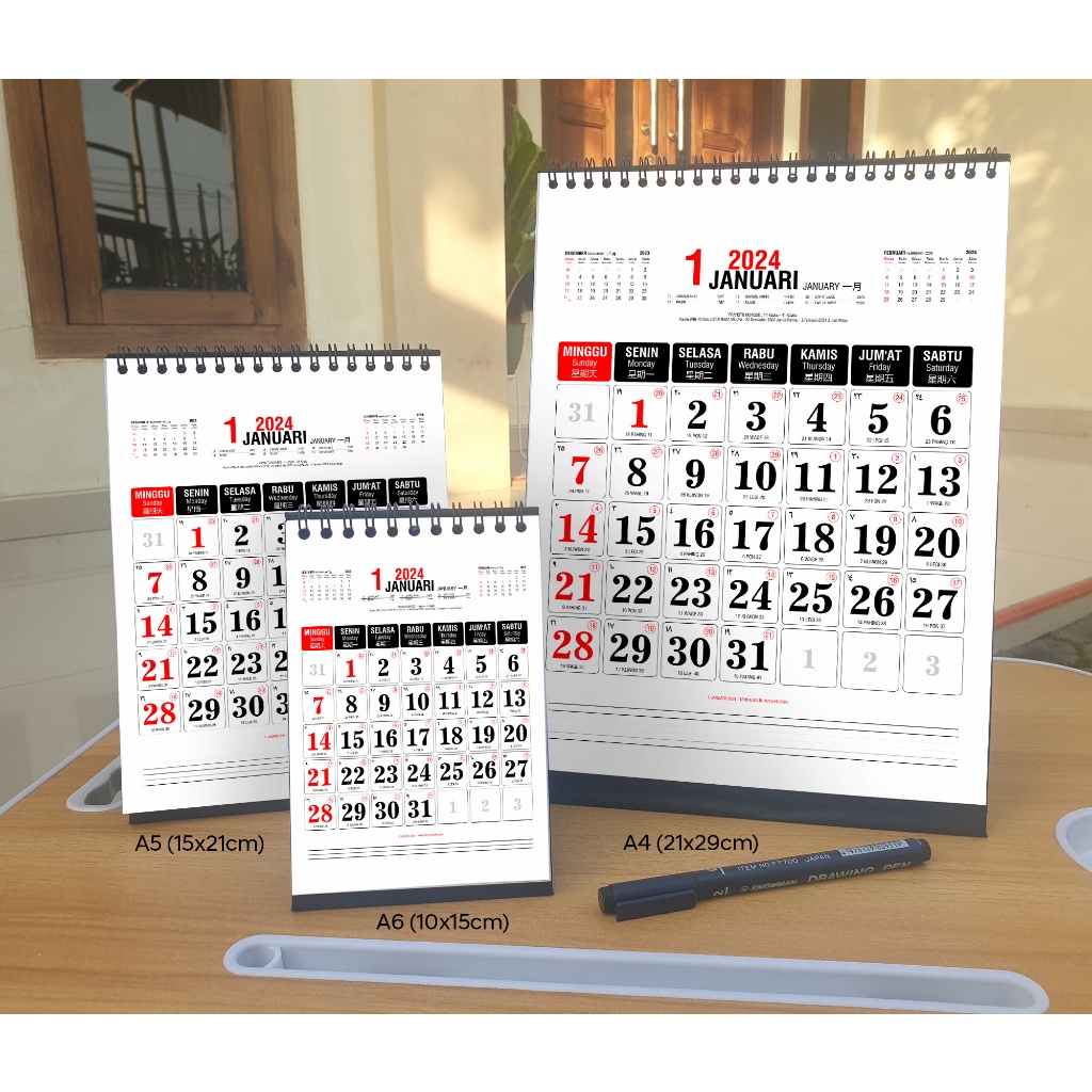 Jual Kalender Meja 2024 Catatan 05 Ukuran A6 A5 A4 Dilengkapi Dengan Penaggalan Jawa Pasaran 