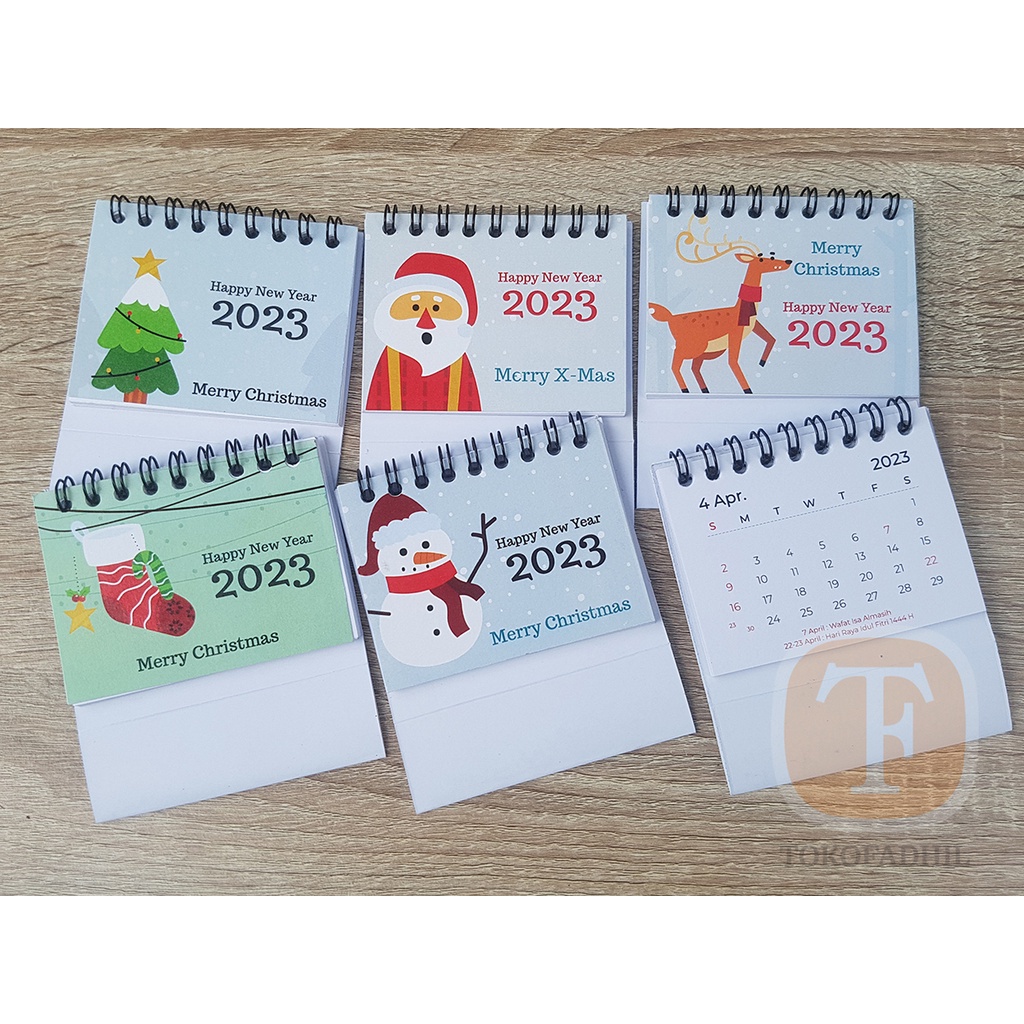 Jual Kalender Meja mini 2023 Merry Christmas, Kalender duduk imut 2023