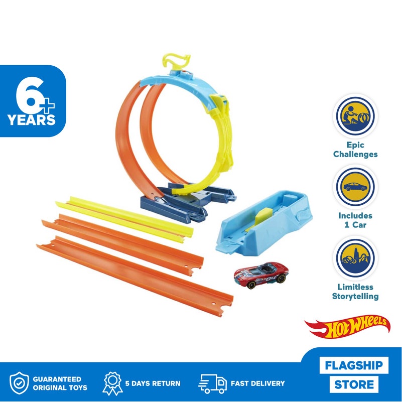 Hot Wheels Track Builder Unlimited Split Loop Pack, With 1 Car