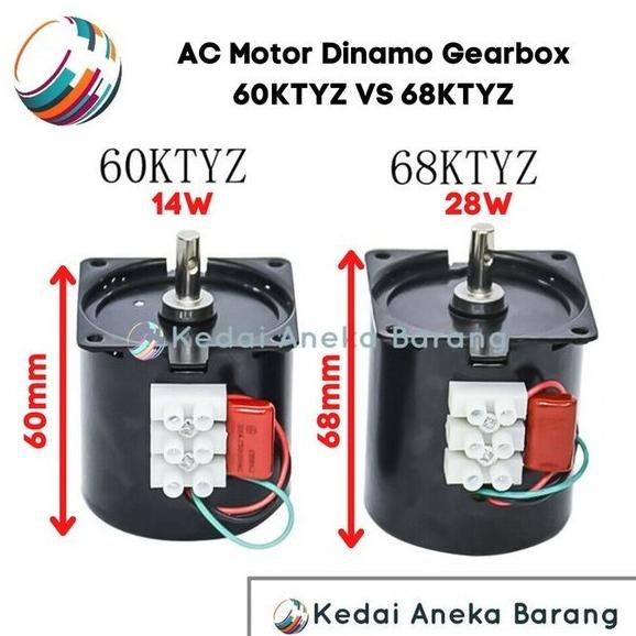 Jual AC Gear Gigi Gearbox Dinamo Motor 60KTYZ 220V 80RPM 14W Single