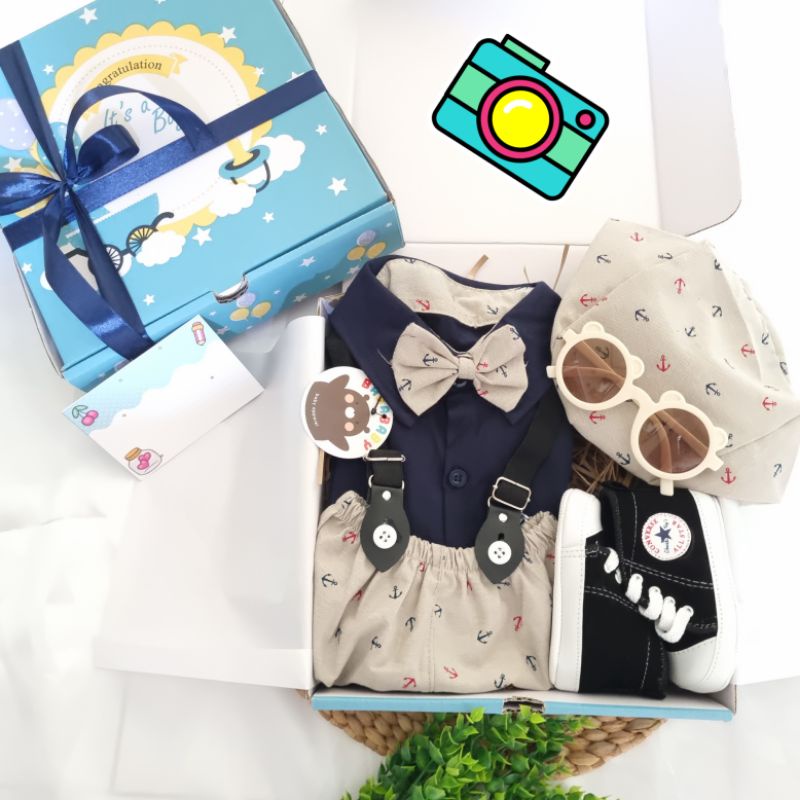 Jual Hampers baby boy jumper SUSPENDER kado lahiran baby gift set cowok