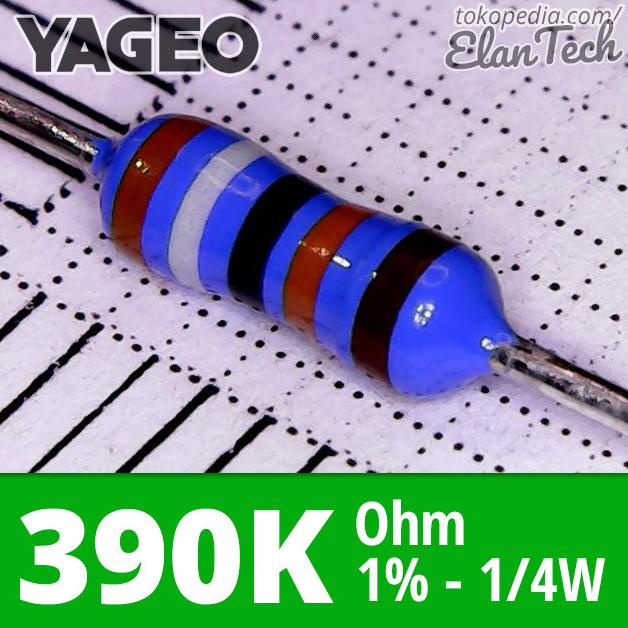 Jual Resistor Yageo 390k 1/4W 1% 0.25W 1/4 W 390 Kilo Ohm Elan73c ...