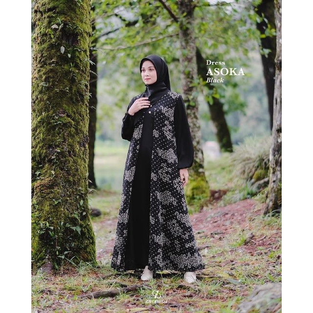 Jual Dress Batik Modern Hijab Muslim Wanita Model Outer Gamis Batik Busui Friendly Premium Dress Ceruty Wanita Asoka Dress by Greenism Shopee Indonesia