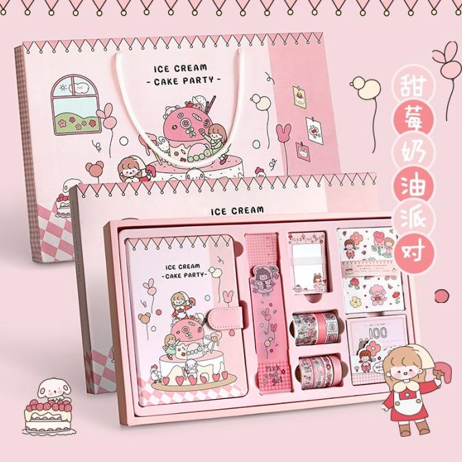 Jual diary book set cute kawaii hampers party gift box stiker Shopee