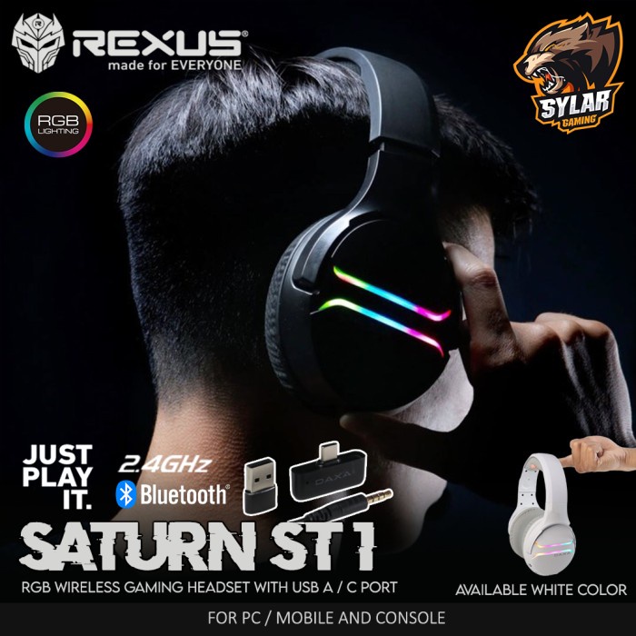 Jual Rexus Saturn ST1 RGB Wireless Gaming Headset | Shopee Indonesia