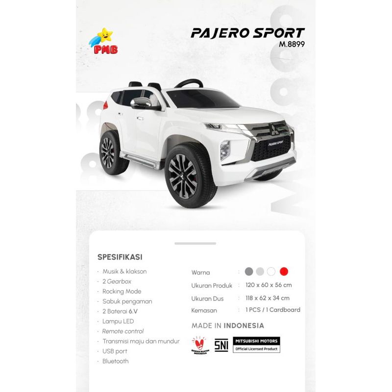 Jual MOBIL AKI BESAR MITSUBISHI PAJERO SPORT PMB M-8899 MAIANAN ANAK