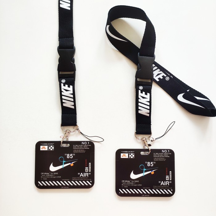 Jual ID Card Holder Name Tag Lanyard / Kalung Kartu Black Nike AJ Hitam