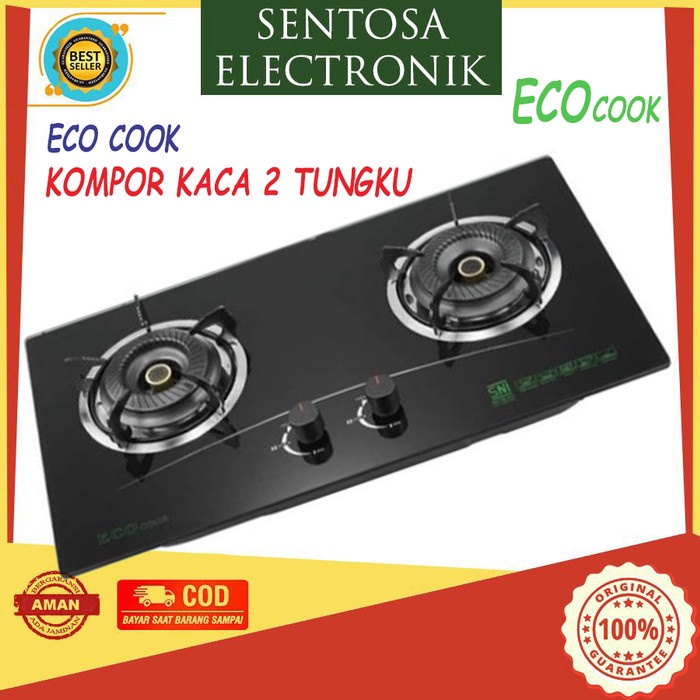 Jual Kompor Gas Tanam Kaca 2 Tungku Eco Cook - Bisa Tanam & Biasa