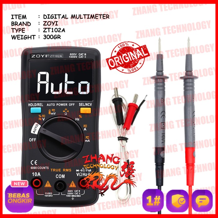 Jual PROMO!!! ZOYI ZT102A UPGRADE AUTO MULTIMETER DIGITAL AVOMETER MULTITESTER ORI TERMURAH