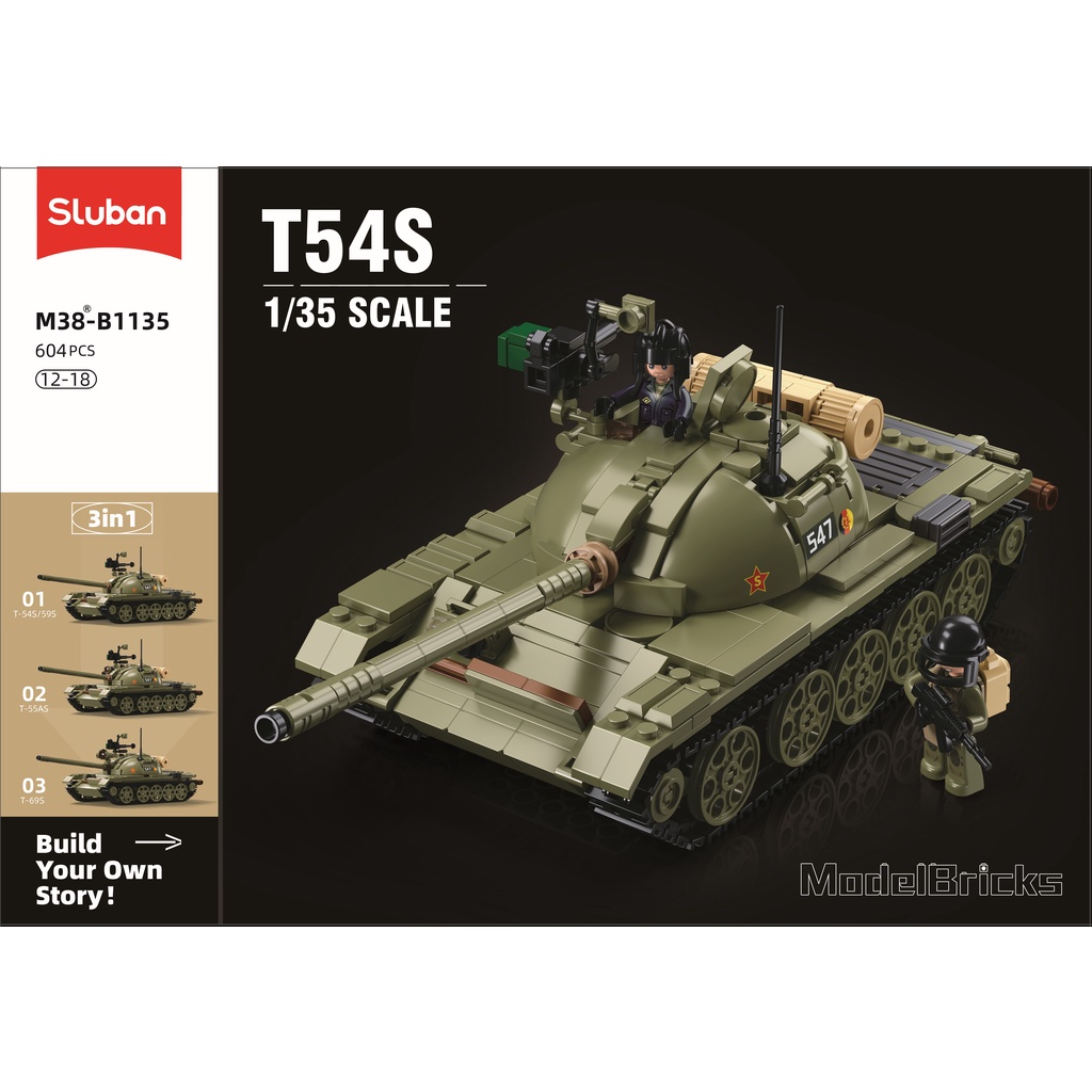 Sluban M38-B1135 Carro Armato Medio 3-in-1 – Set Costruzioni 1/35 Con Mattoncini - 5