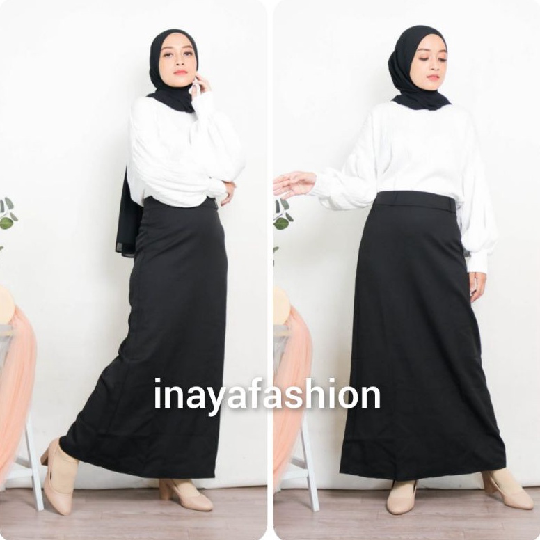 Jual Codex4X8j Rok Kerja Panjang Hitam Rok A Line Bahan Formal Kantor ...
