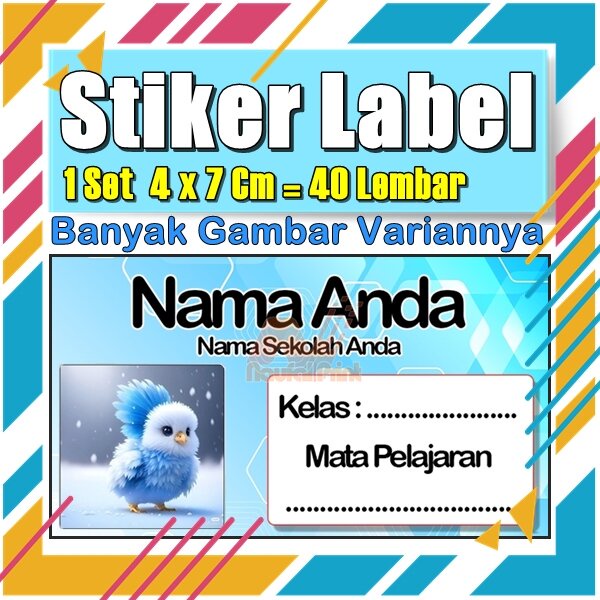 Jual Stiker Label Nama Buku Pelajaran Anak Karakter Hewan Lucu Cute ...