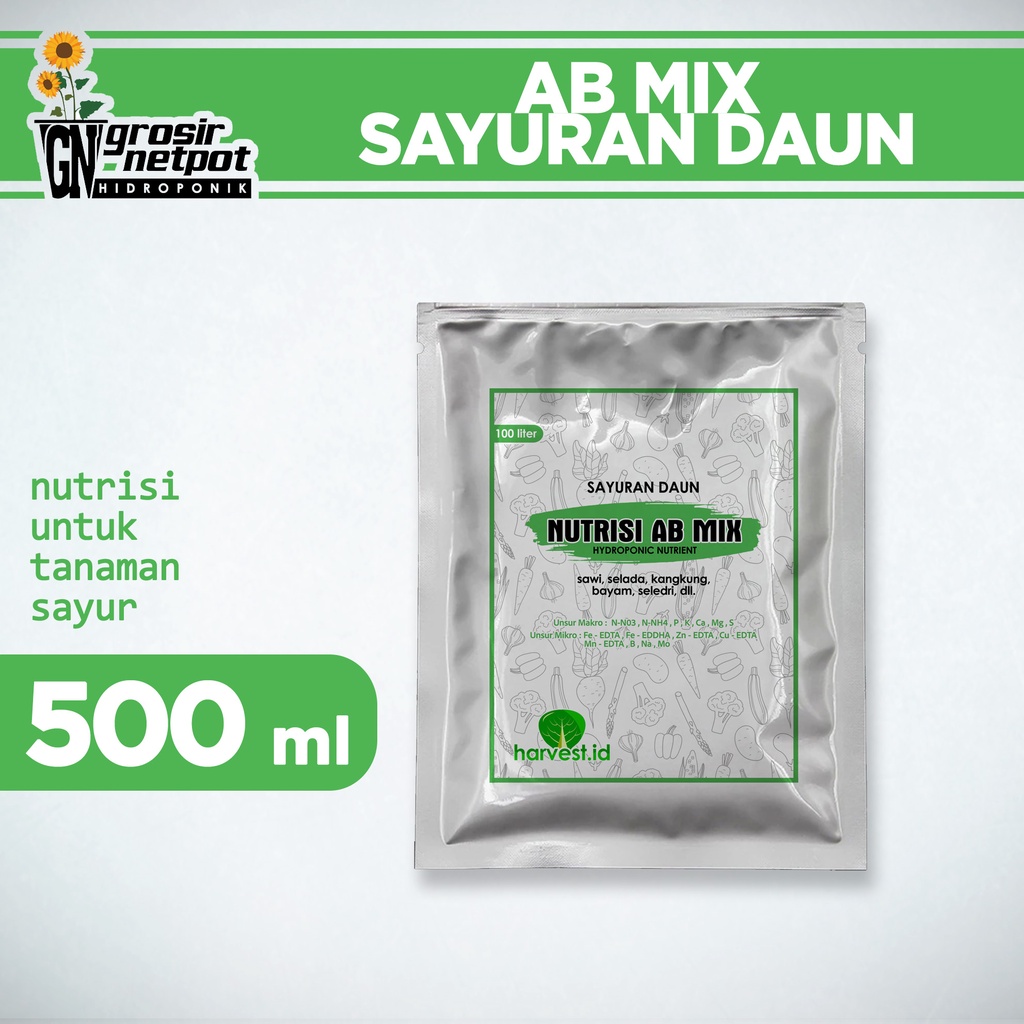 Jual Nutrisi Hidroponik AB MIX Sayuran Daun, Buah, Bunga 500 Ml Padat ...