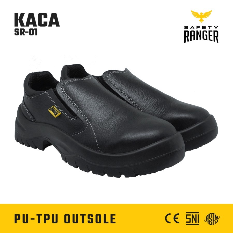 Jual SEPATU SAFETY RANGER KACA SR-01 BLACK HITAM | Shopee Indonesia