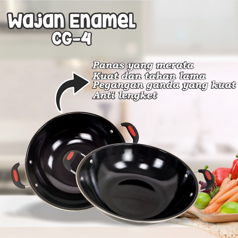 Jual Wajan Enamel Anti Gores Teflon Anti Lengket Dm 28Cm Cocok Untuk