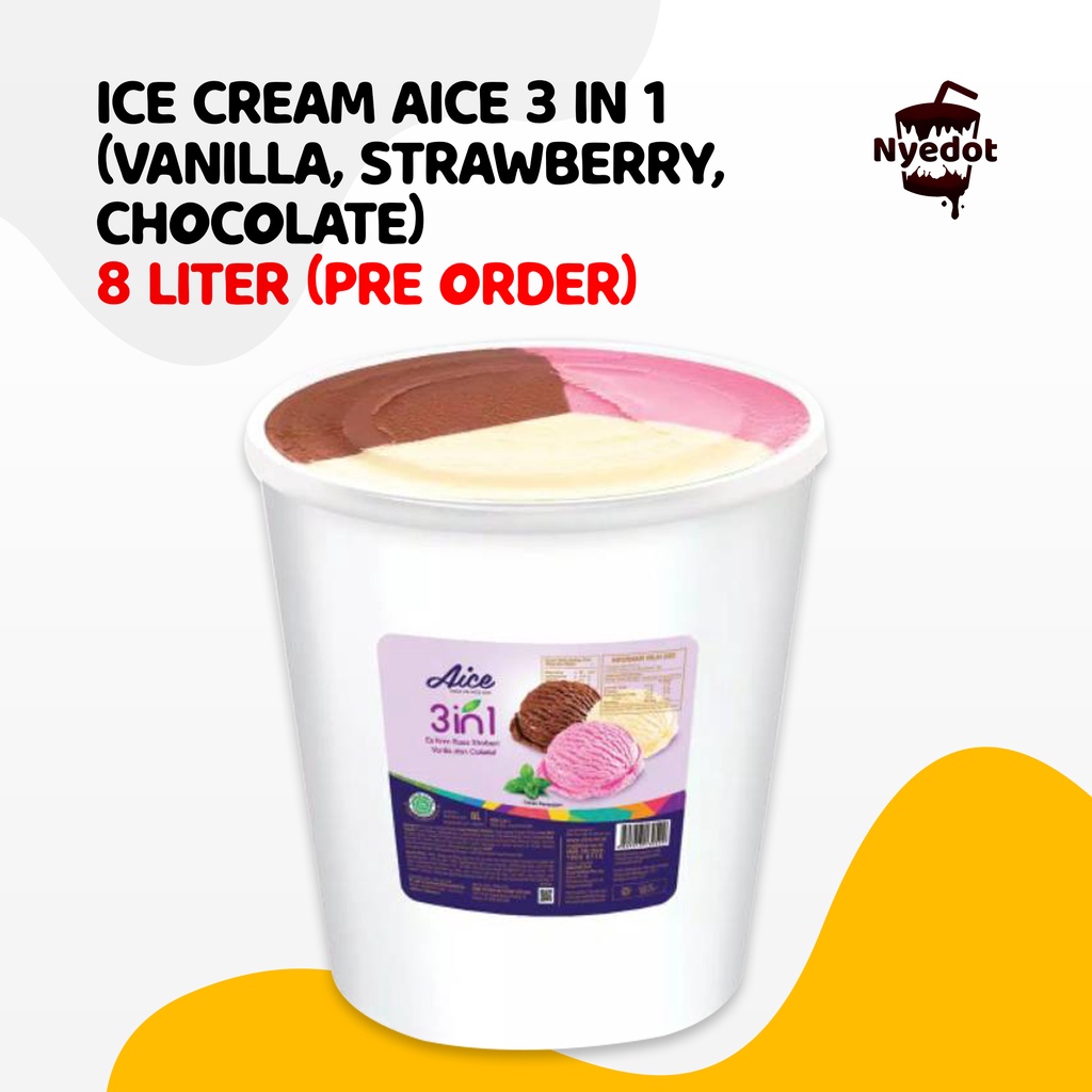 Jual Ice cream Aice 8 liter vanilla & 3 In 1 ( Strawberry , Cokelat ...