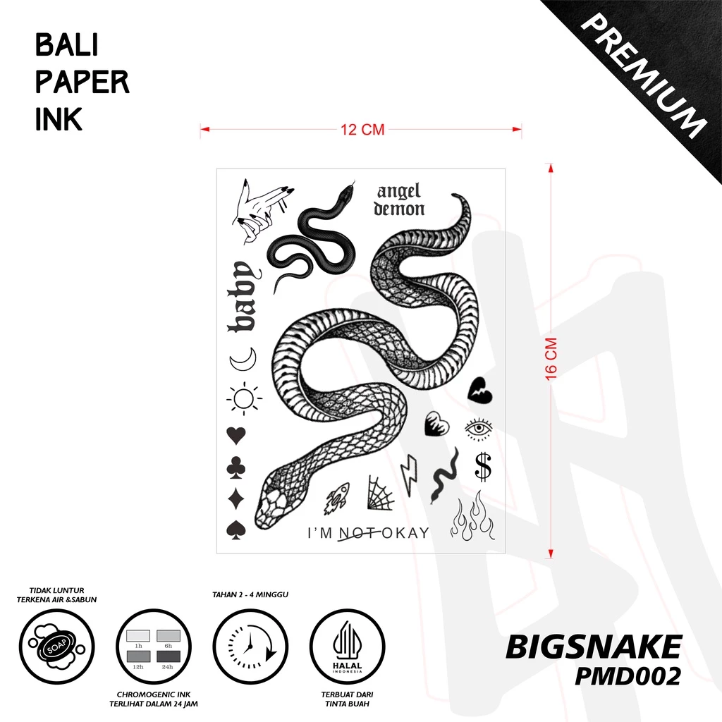 Tinta Temporer Big Snake Fruit Bali Paper Ink PMD002 Premium Tato dan Tattoo