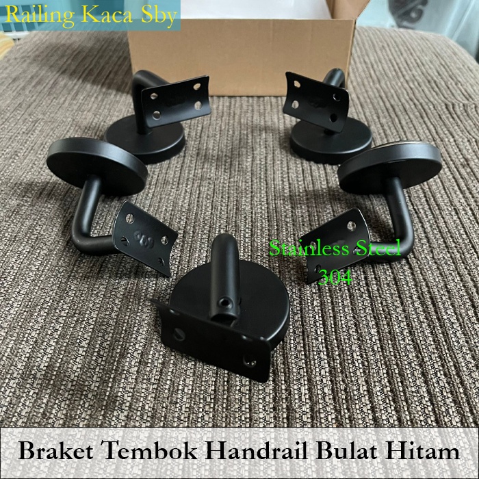 Jual BRAKET TEMBOK KE HANDRAIL MODEL BULAT FLEXIBLE HITAM BLACK MATT ...