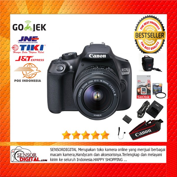 Canon EOS 1300D Kit Reflex 18 MP Con Obiettivo 18-55mm, Wi-Fi E NFC – Per Foto E Video Full HD