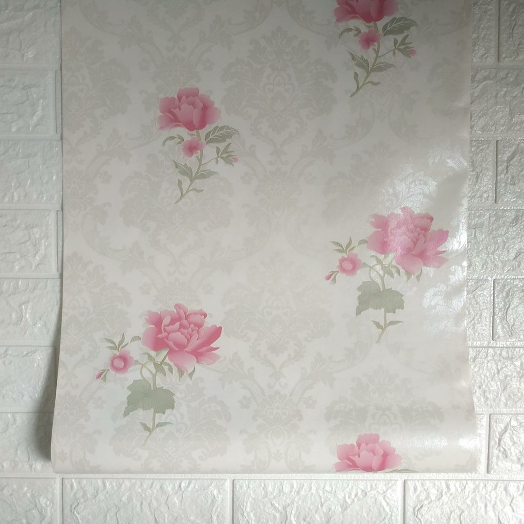 Jual (COD) WALLPAPER STIKER 45cm x 8meter MOTIF BATIK EMBOSS BUNGA ...
