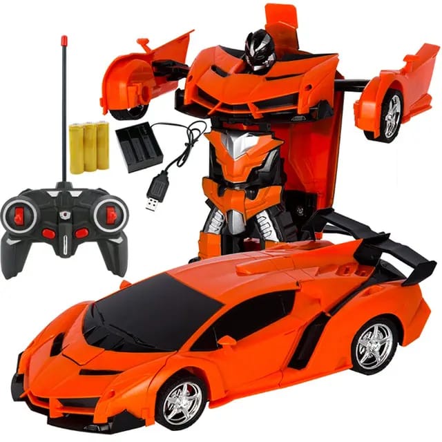 Jual mobil remote control transformer mobil RC jadi robot 1:18 baterai ...