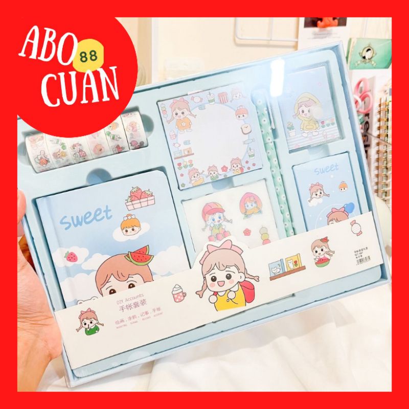 Jual [COD] Paket Usaha Jurnal Box Lengkap Warna Biru Notebook Solatip