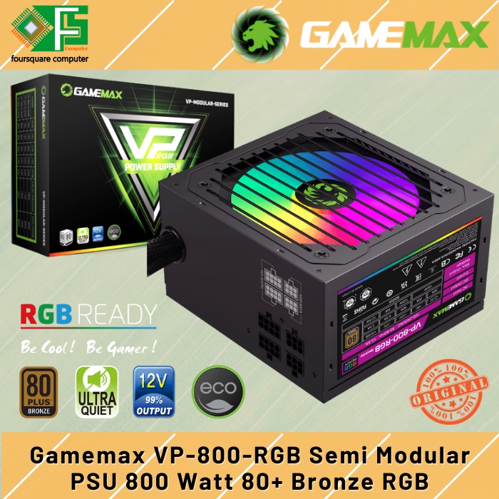 Power Supply 600W Semi Modular 80+ Bronze, GAMEMAX VP-600-M-RGB