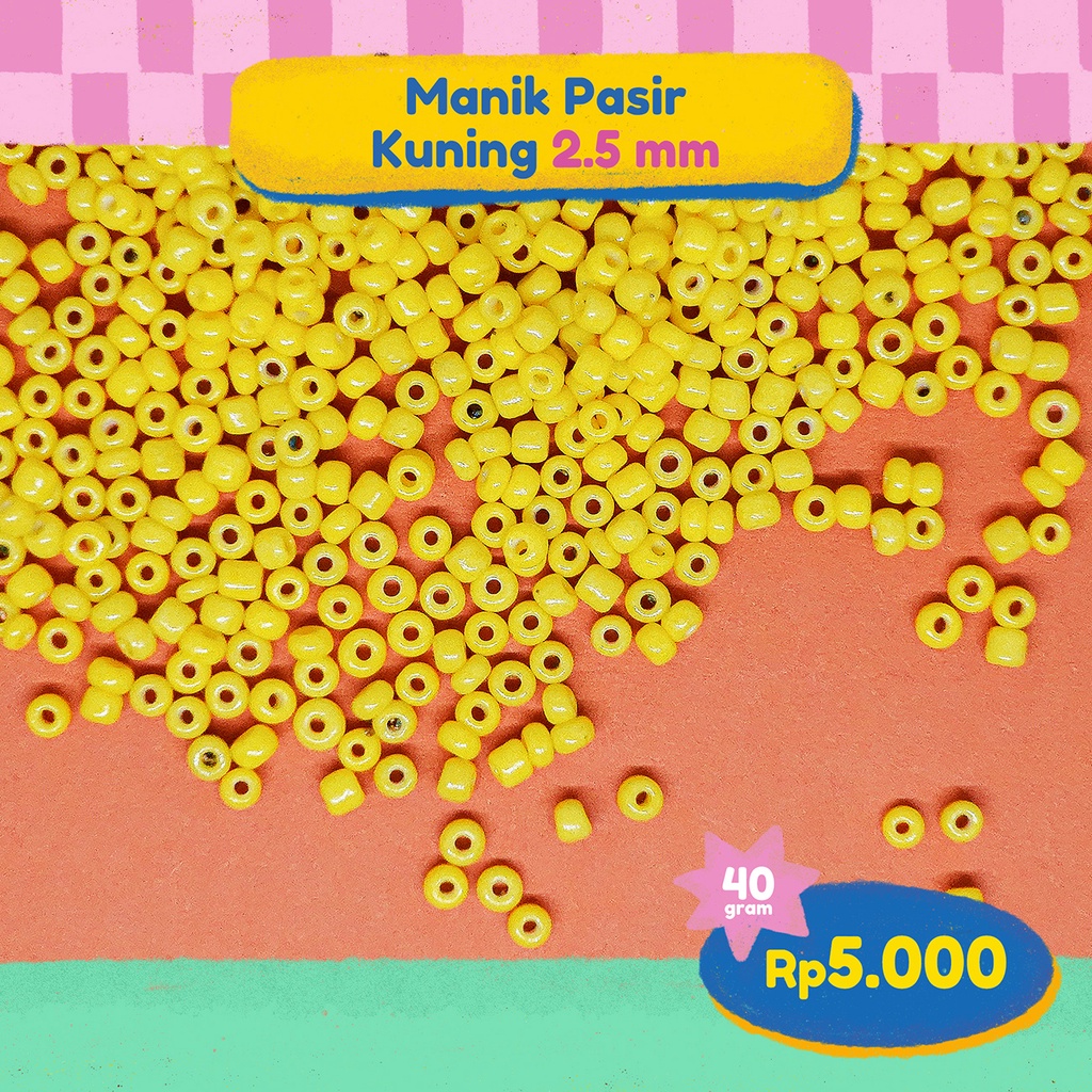 Jual (40 gram) MANIK PASIR YELLOW KUNING WARNA WARNI 2 MM - Jual Manik ...