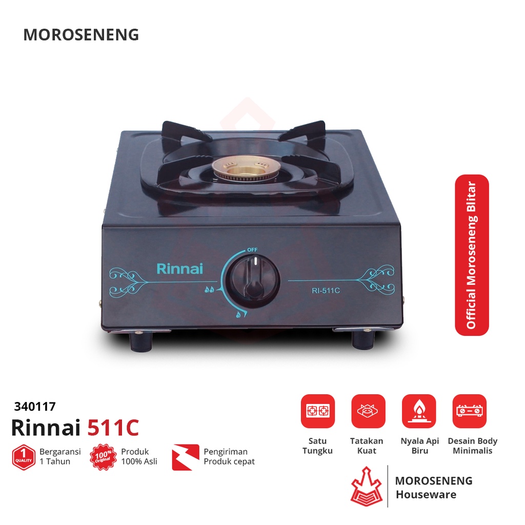 Jual Kompor Gas 1 Tungku Rinnai 511C Api Biru Garansi Resmi | Shopee ...