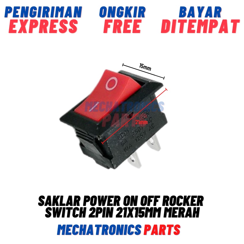 Jual SAKLAR POWER ON OFF MINI ROCKER WITCH MERAH 2PIN 21X15MM | Shopee ...