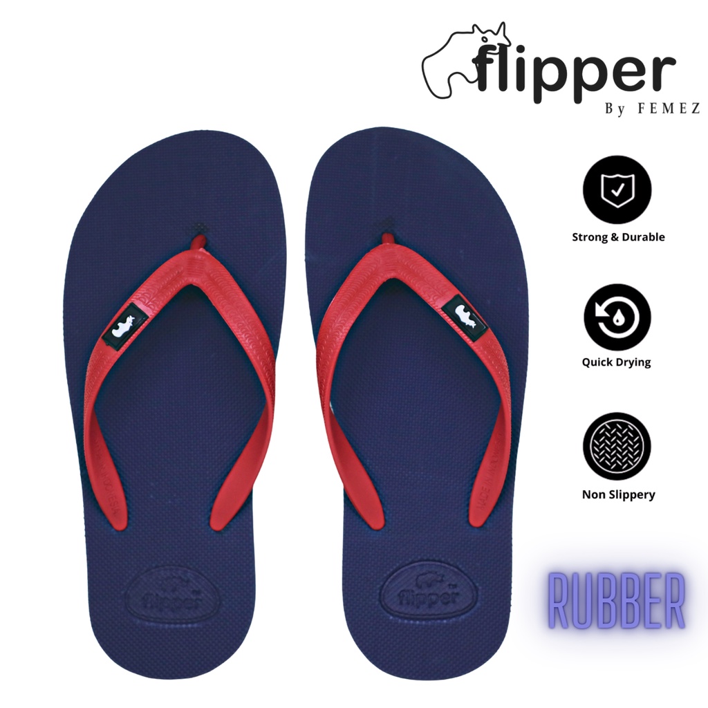 Jual Original Sandal Jepit FLIPPER By FEMEZ Combi Walker Pria Navy Merah Rubber Nonslip Shopee Indonesia