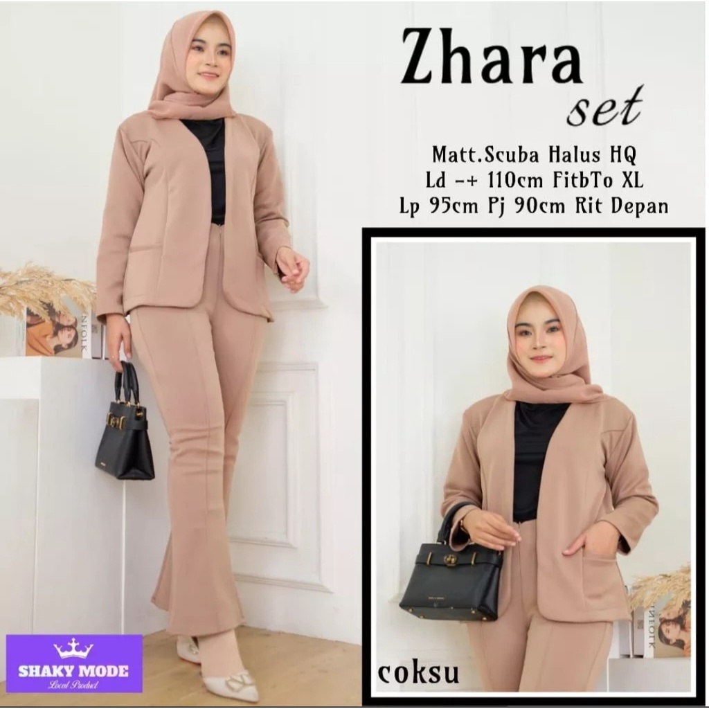 Jual ONE SET BLAZER NABILA CELANA CUTBRAY BAHAN SCUBA PREMIUM SETELAN