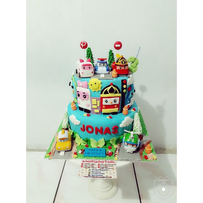 Jual kue ulang tahun robocar poli fondant tingkat | Shopee Indonesia