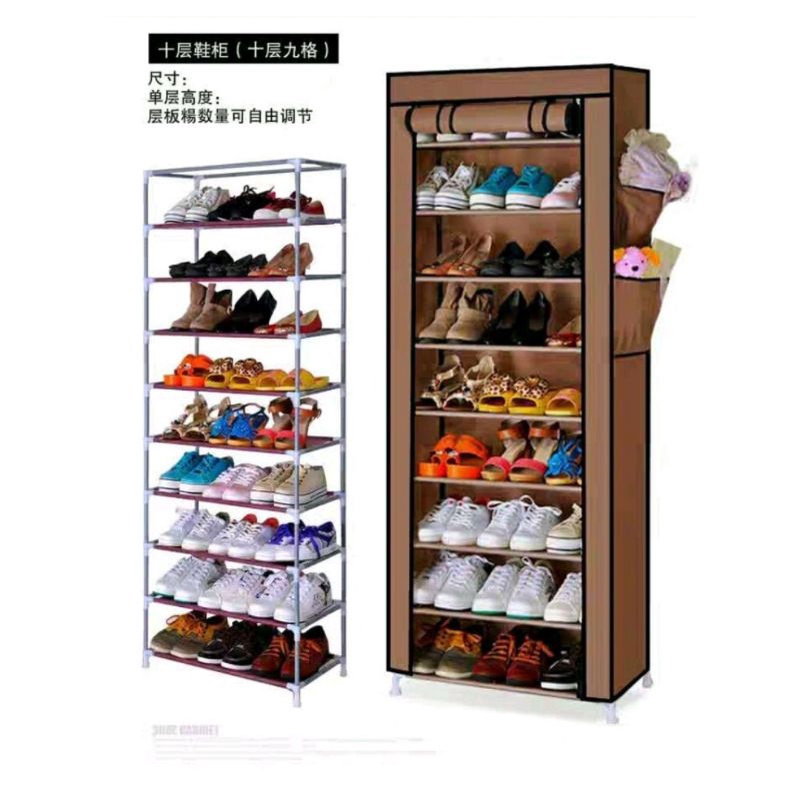 Jual Rak Sepatu Kain Multifungsi 10 Susun 9 Rangka Minimalis | Shopee ...