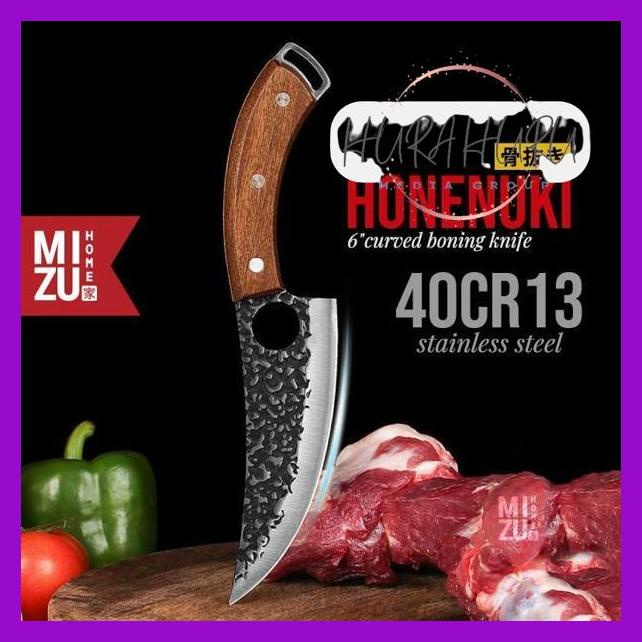 Jual Big Sale Mizu Honenuki Curved Boning Knife With Sheath Stainless Steel Pisau Daging