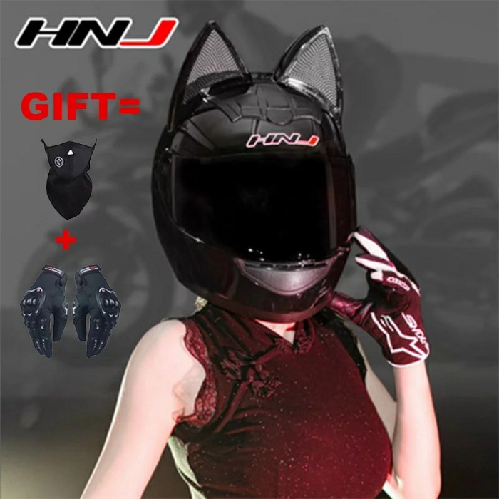 Jual Helm HNJ Men/women Cat Ear Helmet Full Face Shopee Indonesia