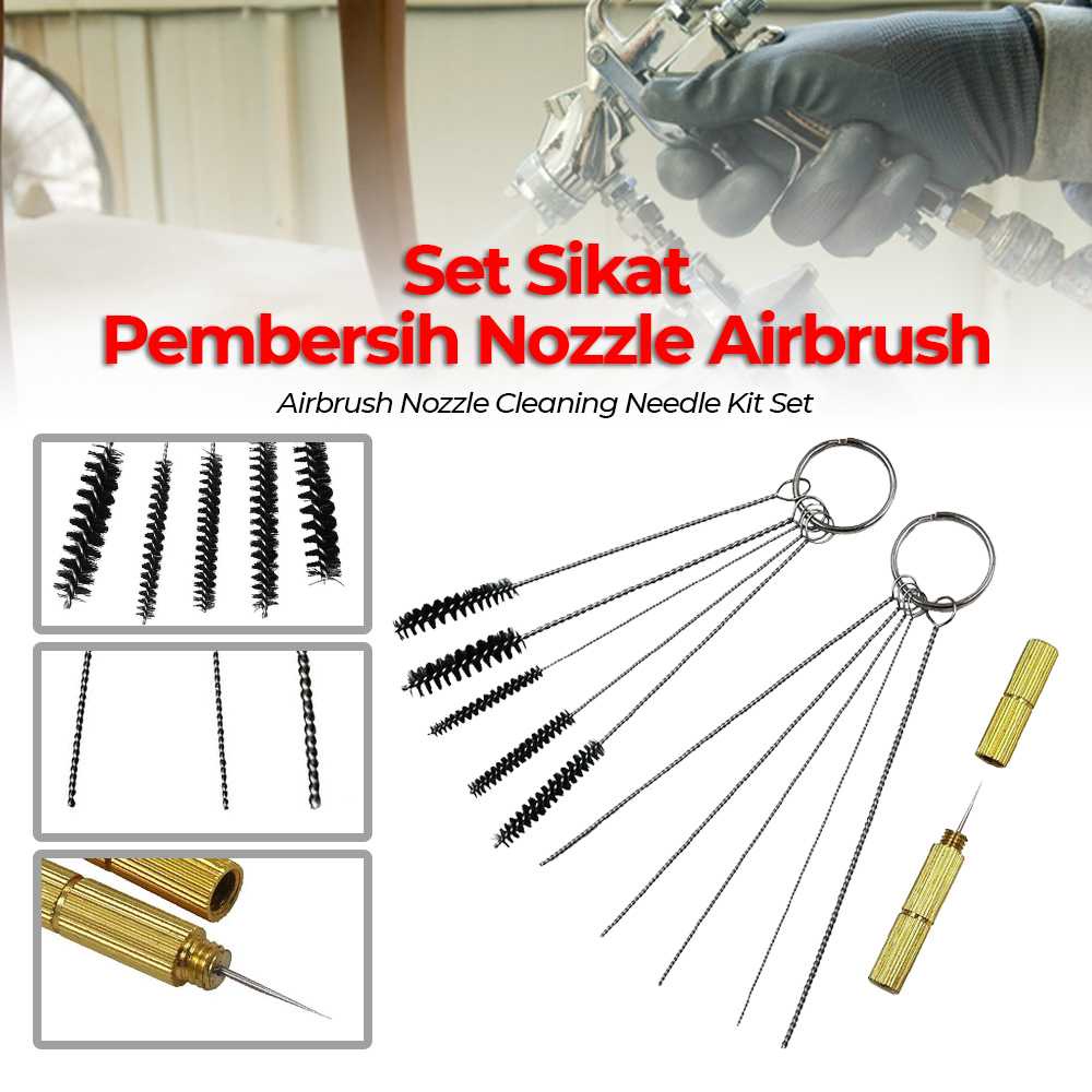 Jual Set Sikat Pembersih Spray Gun Airbrush Nozzle Cleaning Needle Kit ...