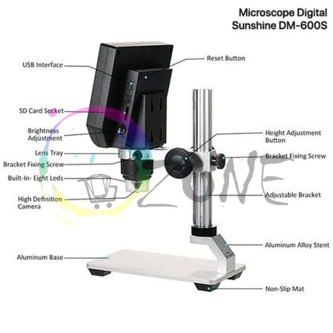 Jual Mikroskop Microscope Digital Sunshine Dm600S Hd Lcd 4.3 Inch